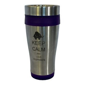 Stainless Steel Insulated 16oz Travel Mug Coffee Cup Keep Calm Love Elephants